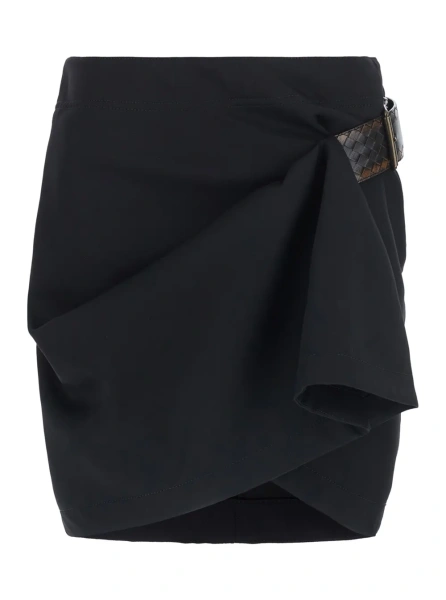 Fusta LIGHT WOOL GRAIN DE POUDRE MINI SKIRT INTRECCIO VELT