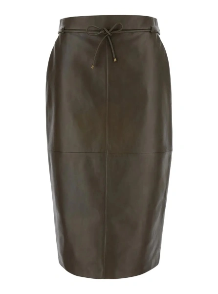 Fusta Max Mara verde din piele