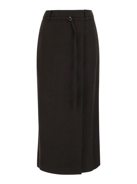 Fusta Maxi Wrap Skirt with Brown Fabric Belt Women