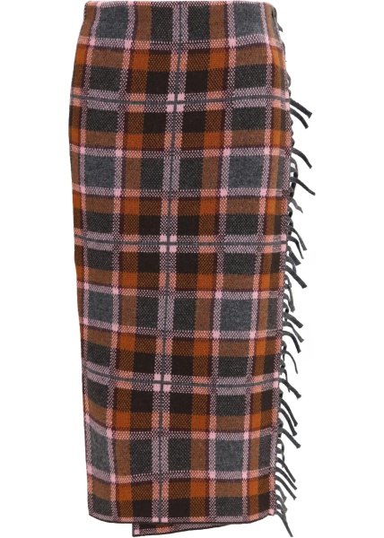 Fusta Tartan fringed wrap Skirt