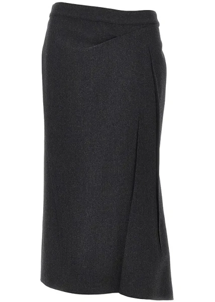 Fusta Victoria Beckham gri din flanela
