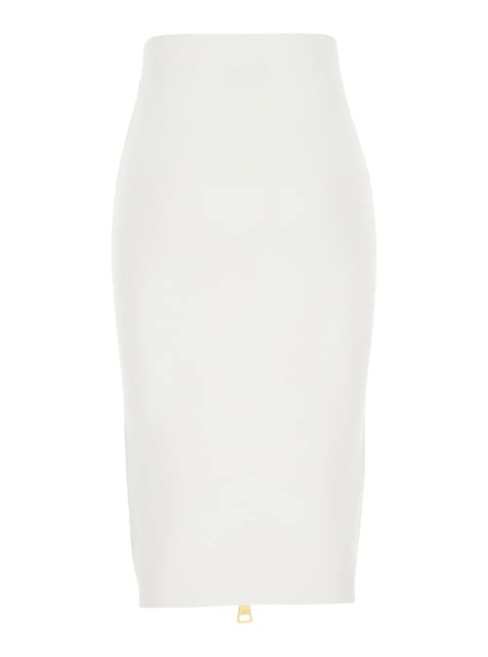 Fusta White Skirt with waistband and zip closure at the back in wool for women