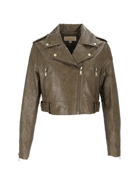 Geaca biker Michael Kors maro din polyester
