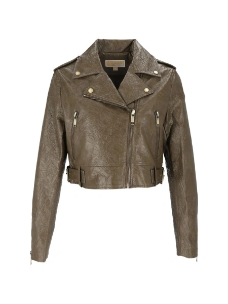 Geaca biker Michael Kors maro din polyester