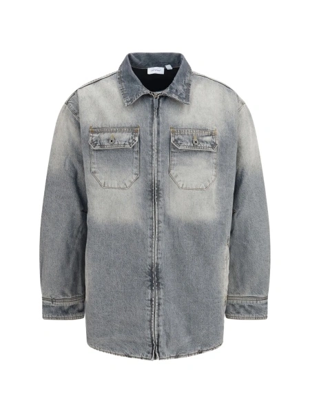 Geaca de blugi Off-White gri din denim
