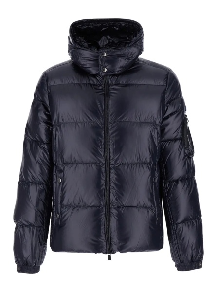 Geaca de Iarna 'Belbo' Blue Down jacket with removable hood and logo patch on the sleeve in tech fabric for men