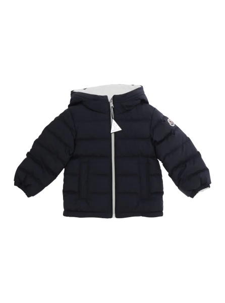 Geaca de Iarna 'Brannock' Blue Down jacket with fixed hood and logo patch on the sleeve in Tech Fabric baby