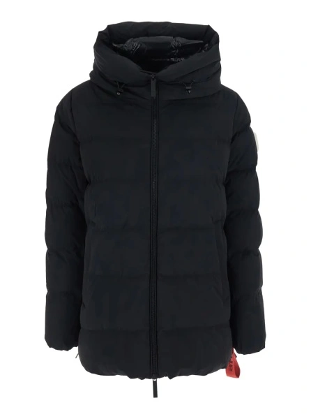 Geaca de Iarna 'LEVI' Black Down jacket with zip and logo patch on the sleeve in Tech Fabric women