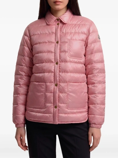 Geaca de iarna Moncler roz din poliamida
