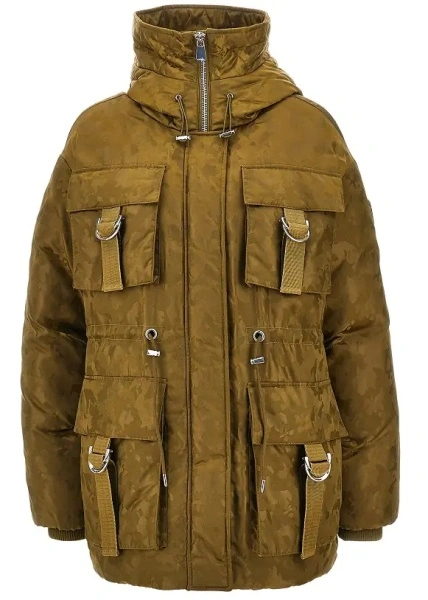 Geaca de iarna Pinko verde din satin