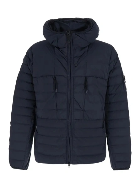 Geaca de iarna Stone Island albastra cu guler inalt