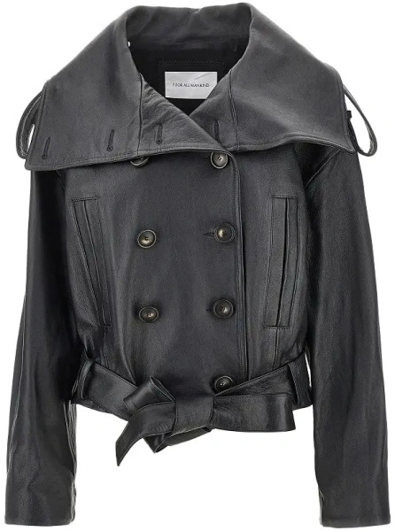 Geaca de piele 7 For All Mankind neagra din piele