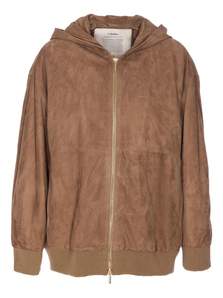 Geaca de piele Max Mara maro din piele intoarsa