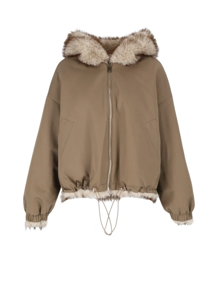 Geaca de Piele WOMAN FABRIC & FAKE FUR JACKET