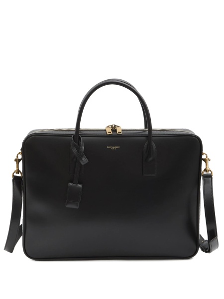Geanta de laptop Saint Laurent Sac De Jour neagra din piele si alama