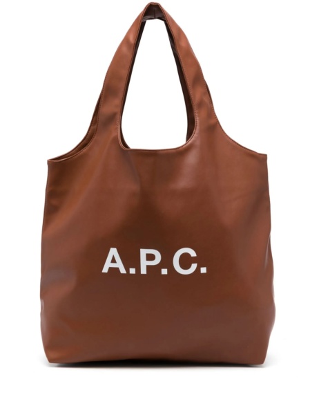 Geanta de mana A.P.C. maro din poliuretan si polyester