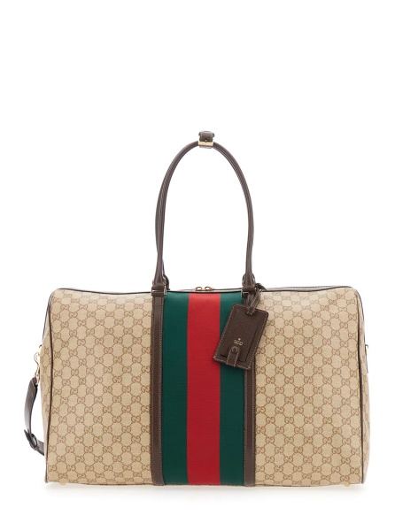 Geanta de mana Beige Handbag with Web detail on the side and adjustable and removable shoulder strap in GG canvas for men