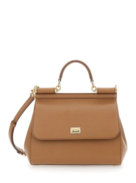 Geanta de mana Dolce & Gabbana 'Sicily' maro din piele 'My Sicily Large'
