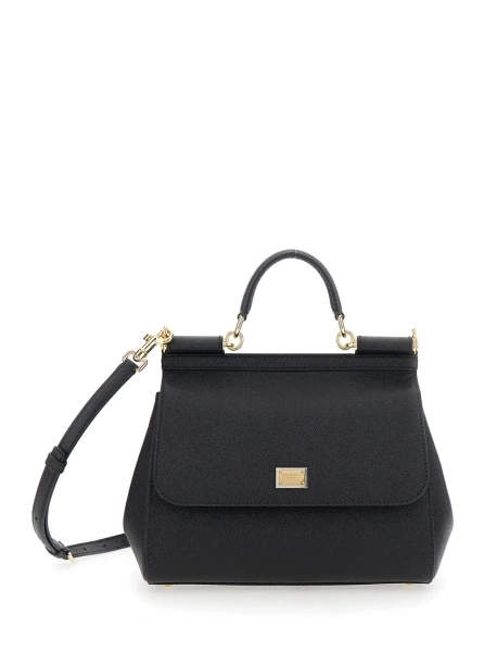 Geanta de mana Dolce & Gabbana 'Sicily' neagra din piele 'My Sicily Large'