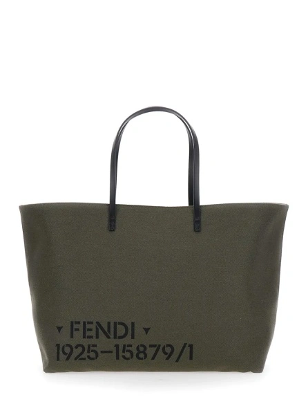 Geanta de mana Fendi verde din textil