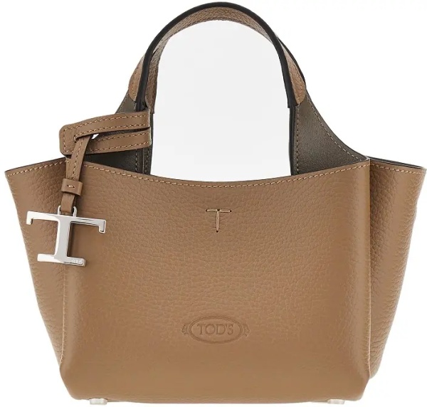 Geanta de mana Grained leather mini shopping bag