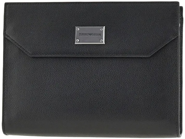 Geanta de mana Grained leather pouch with shoulder strap