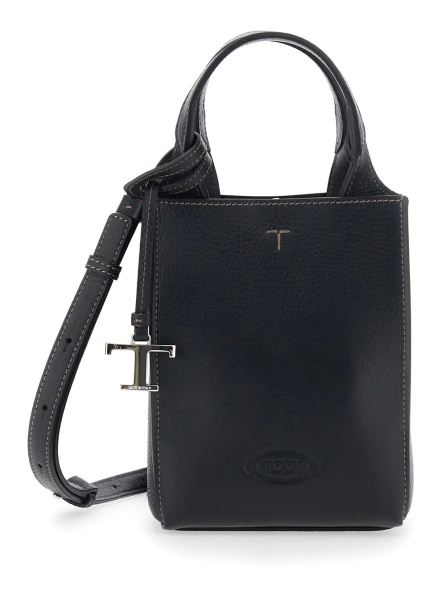Geanta de mana Handbag APA with microfiber details and logo, black, unisex