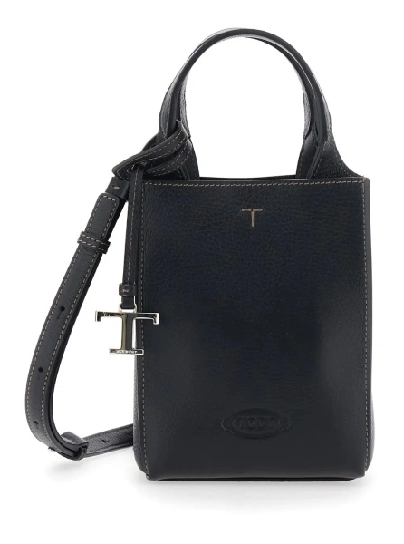 Geanta de mana Handbag APA with microfiber details and logo, black, unisex