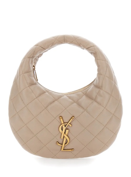 Geanta de mana Handbag 'Icare' with Cassandre Plate on the Front and Quilted Design in Beige Leather for Women