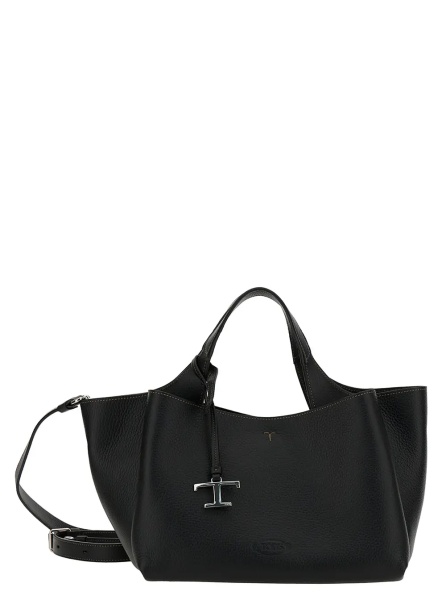 Geanta de mana Handbag 'T Timeless' with Embossed Logo in Black Garnet Leather for Women