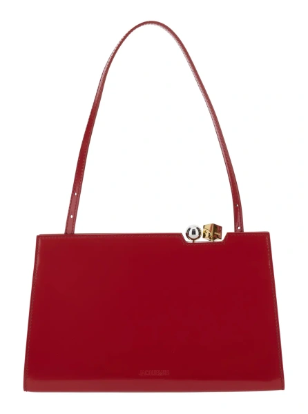 Geanta de mana 'Le Salon' Red Handbag with Gold and Silver Charm in Leather for Women