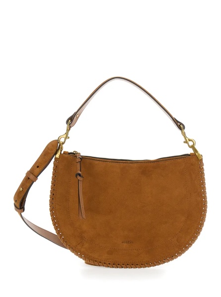 Geanta de mana 'Louise' Brown Shoulder Bag with Removable Strap in Suede for Women