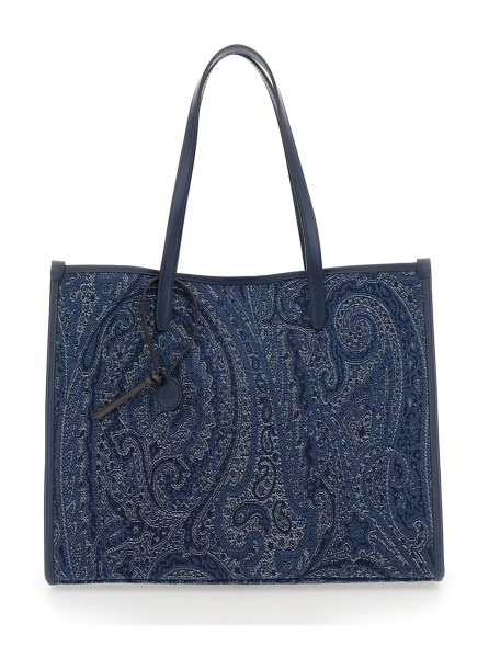 Geanta de mana 'Lovetrotter' Blue tote bag with Jacquard Motif in Denim for Women