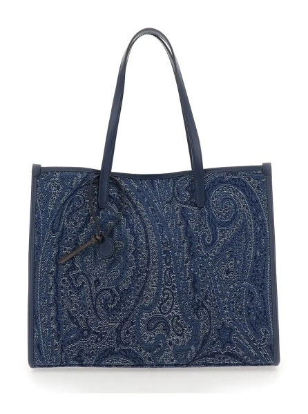 Geanta de mana 'Lovetrotter' Blue tote bag with Jacquard Motif in Denim for Women