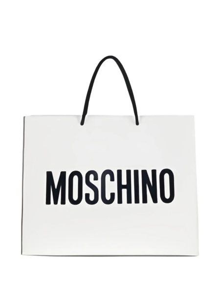 Geanta de mana Moschino alba din piele