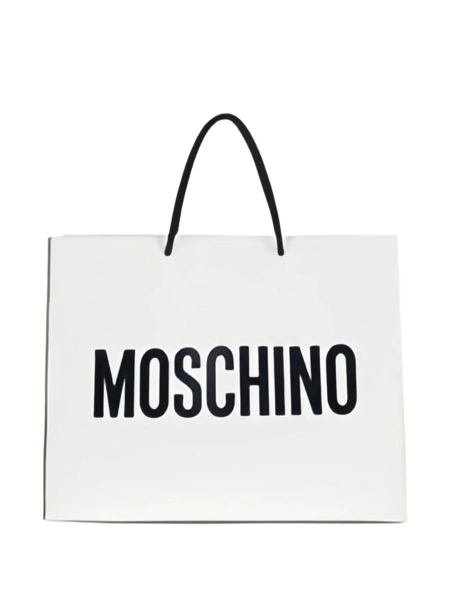 Geanta de mana Moschino alba din piele