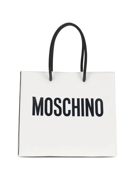 Geanta de mana Moschino alba din piele