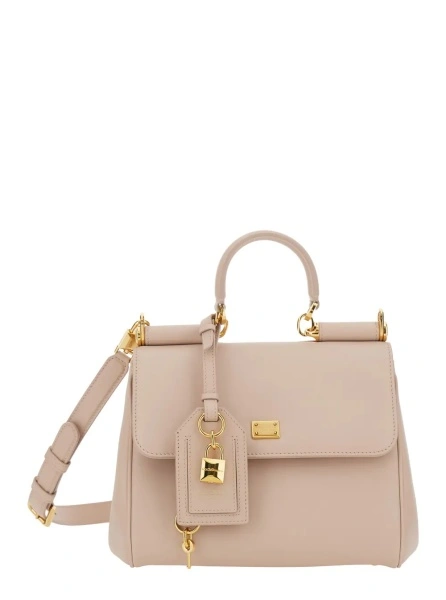 Geanta de mana 'My Sicily' Pink Small Handbag with Padlock Detail in Leather for Women