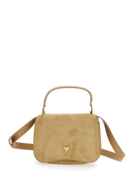 Geanta de mana 'Paris Paris' Beige Handbag with ADC Patch on the Front and Adjustable and Removable Suede Strap Woman