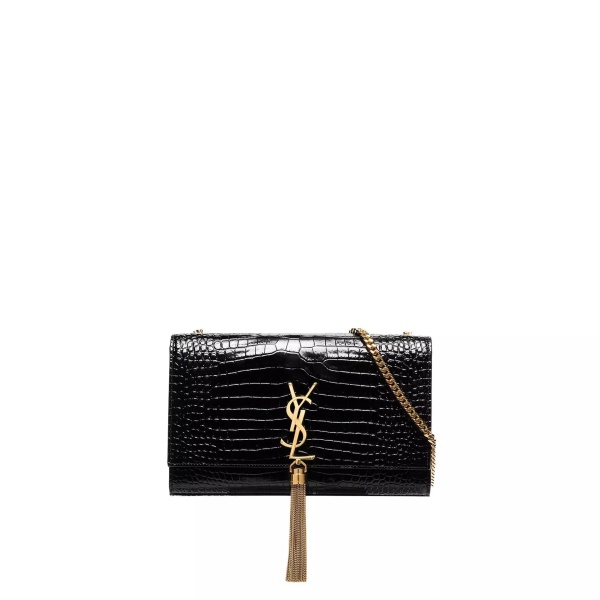 Geanta de mana Saint Laurent Kate Medium Tassel Crocodile Embossed Leather Bag