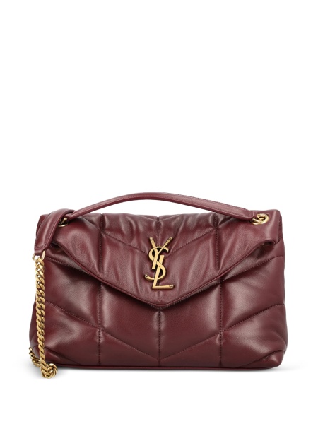 Geanta de mana Saint Laurent Puffer rosie din piele