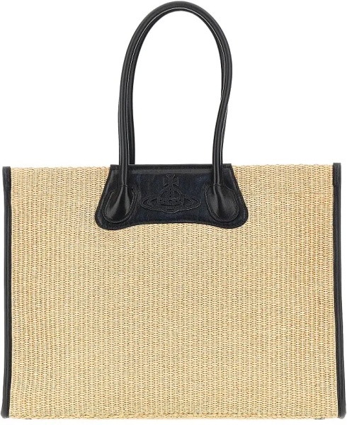 Geanta de mana 'Troy' weaved raffia tote bag