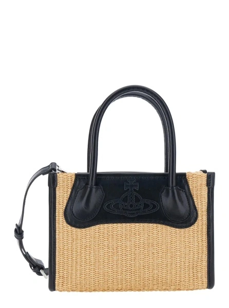 Geanta de mana Vivienne Westwood bej din bumbac 'Troy'