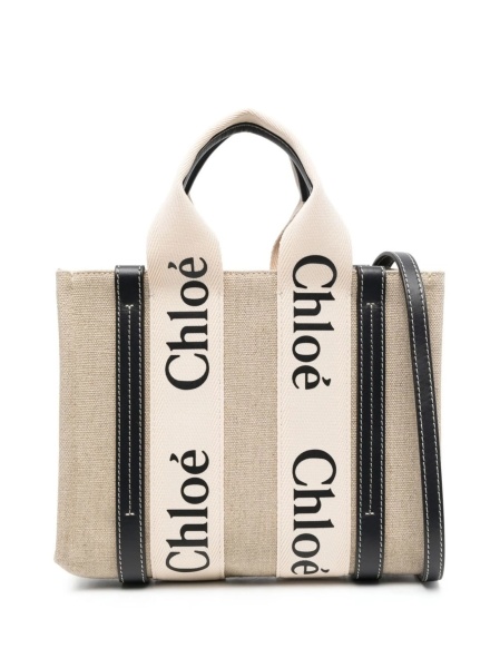 Geanta de plaja Chloe neutra din piele si polyester