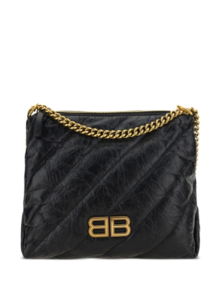Geanta de umar Balenciaga Crush neagra din piele