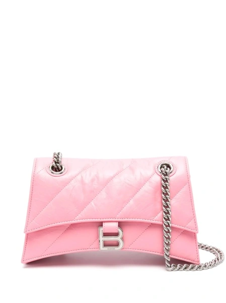 Geanta de umar Balenciaga Crush roz din piele