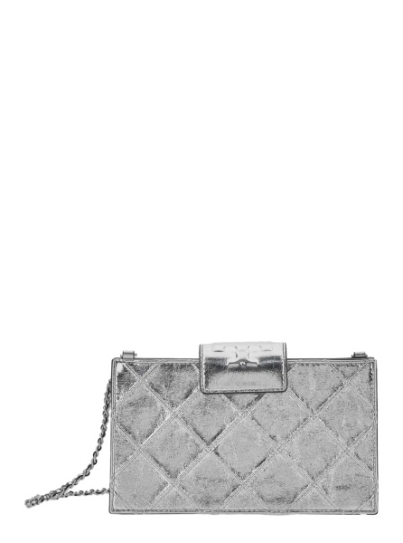 Geanta de umar 'Fleming Mini' Metallic Shoulder Bag with Chain Strap and Quilted Design in Leather for Women