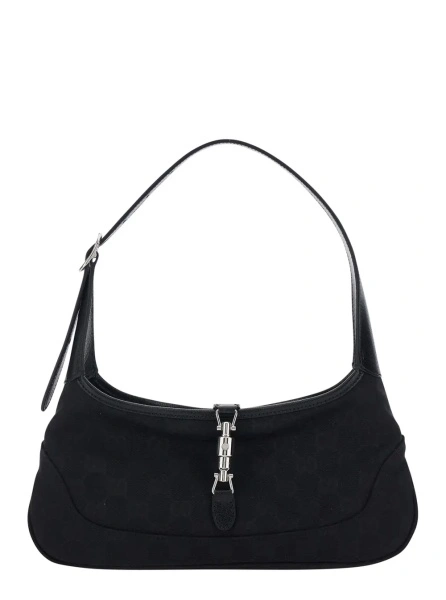 Geanta de umar Gucci 'Jackie' neagra din canvas GG