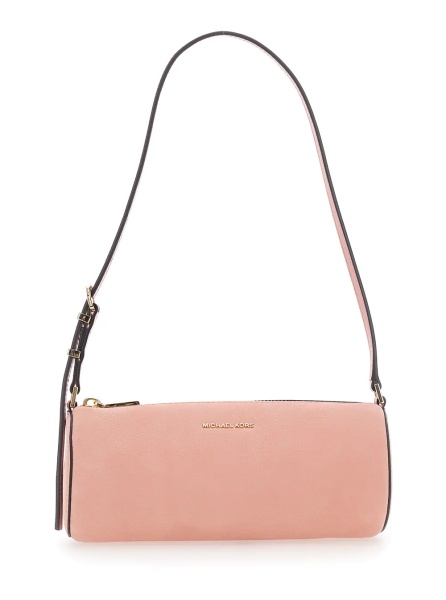 Geanta de umar 'Izzy' Pink Shoulder bag with Logo lettering on the Front and Adjustable Strap in Leather for Women