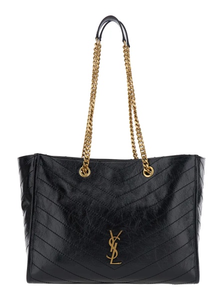Geanta de umar 'NIKI' black Shoulder bag with logo plaque on the front in leather for women